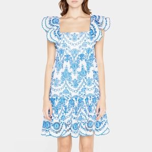 CARA CARA Lexa Cotton Eyelet Ruffle Mini Dress